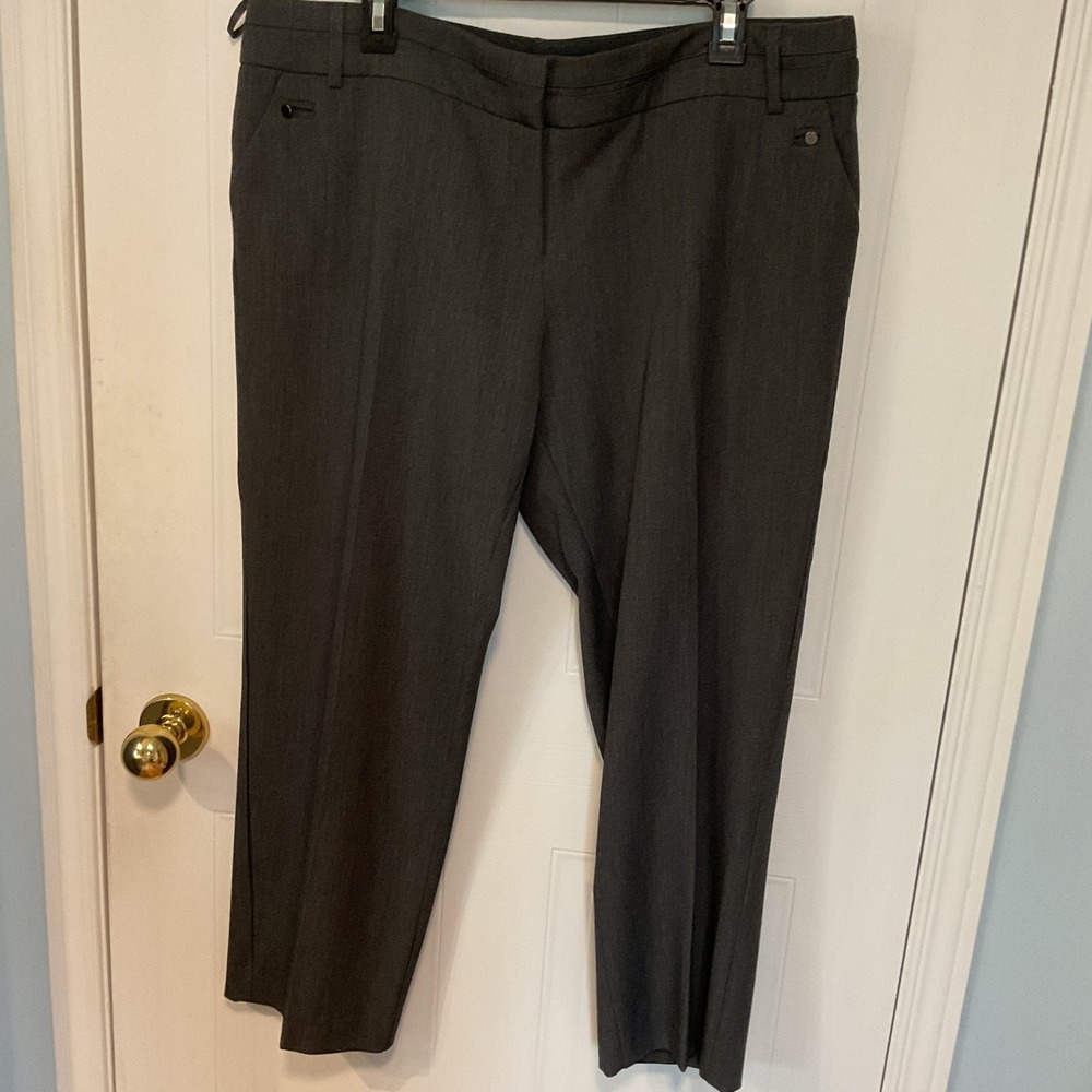 Laura Petites Dress Pants Womens 16 Gray Excelent Straight Leg Workwear Trousers